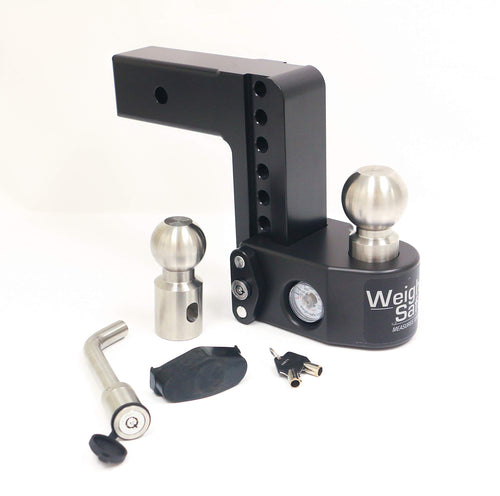 Weigh Safe 6" Drop Hitch WS625KACERBLA, 2.5" Receiver - Adjustable Aluminum Trailer Hitch Ball Mount w/Built-in Scale, 2 Stainless Steel Balls (2"&2-5/16") Keyed Alike Lock Hitch Pin Black CERAKOTE
