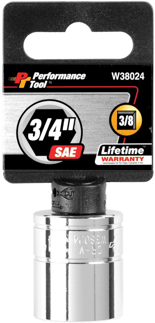 W38024 Performance Tool 6-Point Socket, 3/8-Inch Drive, 3/4