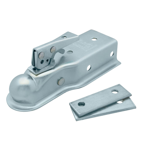 TOWSMART 3,500 lb. Class II, Straight Tongue Trailer Coupler for 2-1/2 in. to 3 in. Channel, 2 in. Hitch Ball, with Adjustable Collars