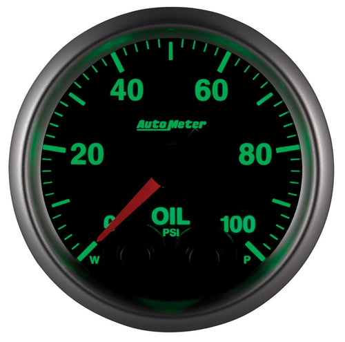 Gauge, AutoMeter 5652-05702-A, Oil Press, 2 1/16", 100Psi, Steper Motor W/Peak & Wrn, Elite, 4An Sensor