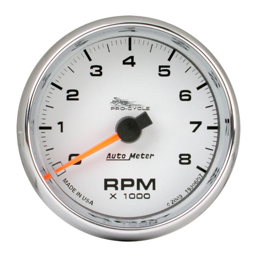 AutoMeter Gauge 19307 Tachometer (Pro-Cycle Gauge, Tach, 2 5/8", 8K RPM, 2&4 Cylinder, White, Pro-Cycle)