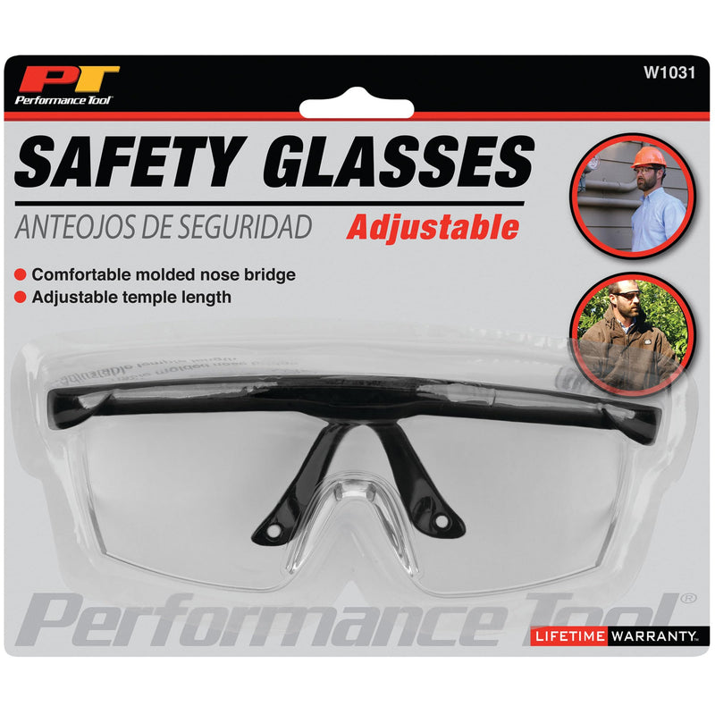 Adjustable Performance Tool W1031 Safety Glasses with Molded Nose Bridge and UV Protection
