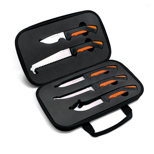 Cold Steel 5 Hunting Kit Fixed Blade Knives Versatile Durable - Sturdy 4116 SS Blades, Double-Textures Handles, Carrying Case Included