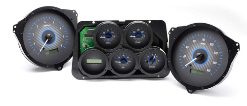 Dakota Digital VHX-68C-VET-C-B Analog Dash Gauge System Compatible with 1968-77 Chevy Corvette Carbon Fiber Blue Backlighting