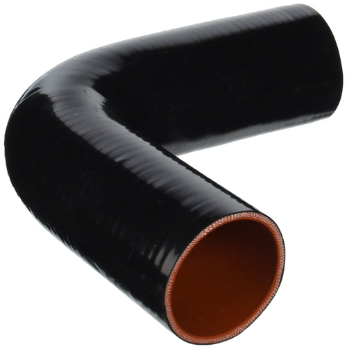 HPS Silicone High Temperature 90 degree HTSEC90-250-BLK 4-ply Reinforced Coupler Hose, 55 PSI Maximum Pressure, 4" Leg Length on each side, 2-1/2" ID, Black