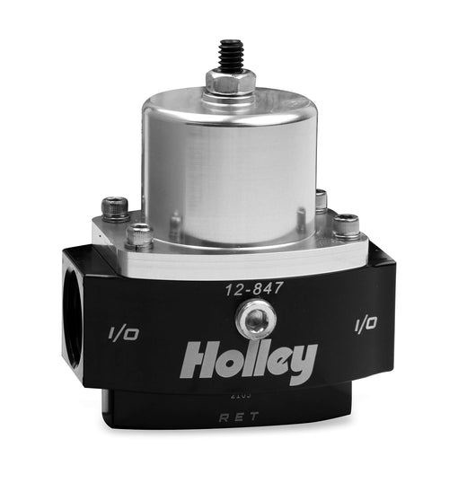 Holley 12-847 10AN Inlet/Outlet Dominator 8AN Return 4.5-9 PSI Adjustable Billet Fuel Pressure Regulator, Black Anodized