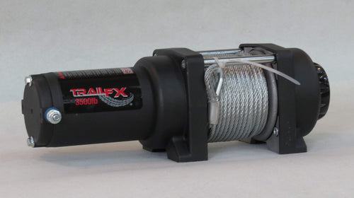 ATV Winch TrailFX W35B 3500 lb Line Pull 50 Foot Steel Cable 4-Way Roller Fairlead 250A Electric Wired Remote and Handlebar Switch 3-Stage Planetary Gear Water Resistant