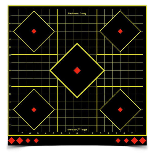 Birchwood Casey 17.25" Shoot-N-C Reactive Targets - Highly Visible Instant Feedback Self-Adhesive Shooting Target Stickers with Repair Pasters - 5 Targets, 85 Pasters