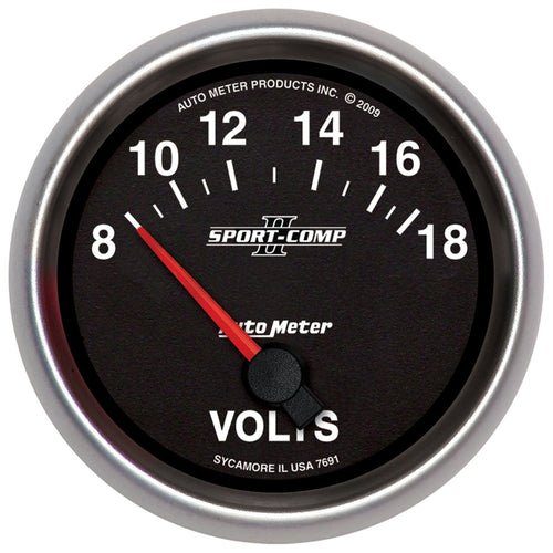 Auto Meter Sport-Comp II 2-5/8" 8-18V Short Sweep Electric Voltmeter