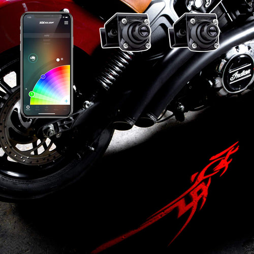 XKchrome CurbFX 2pc Bluetooth App Control Waterproof LED Projector Welcome Light Tattoo Style