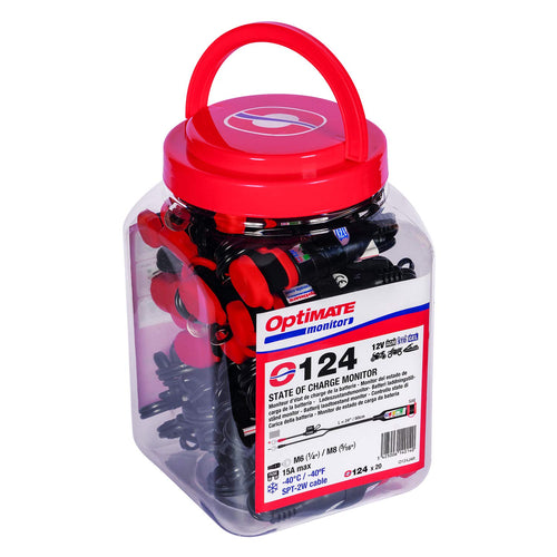 Optimate O-124JAR Monitor Permanent Power Sport Battery Lead with Integrated Battery Status/Charge System Monitor for 12V Lead-Acid