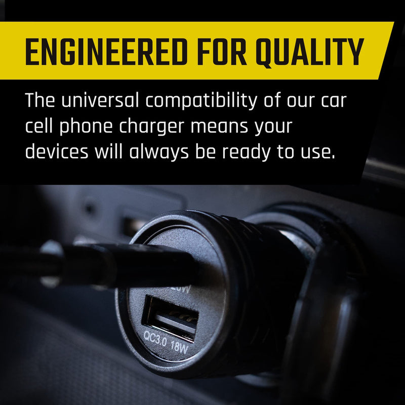 Mob Armor Dual USB 38w Quick-Charge Car Charger A + C - Fast Charging Adapter - Car Charger Adapter - Car Phone Charger - Phone Charger C Type & A Type (Black)