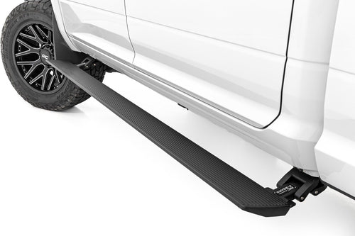 Rough Country Power Running Boards for Crew Cab Ram 2500/3500 (2010-2026) - Dual-Motor Electric Retractable Side Steps with LED Truck Step Lights