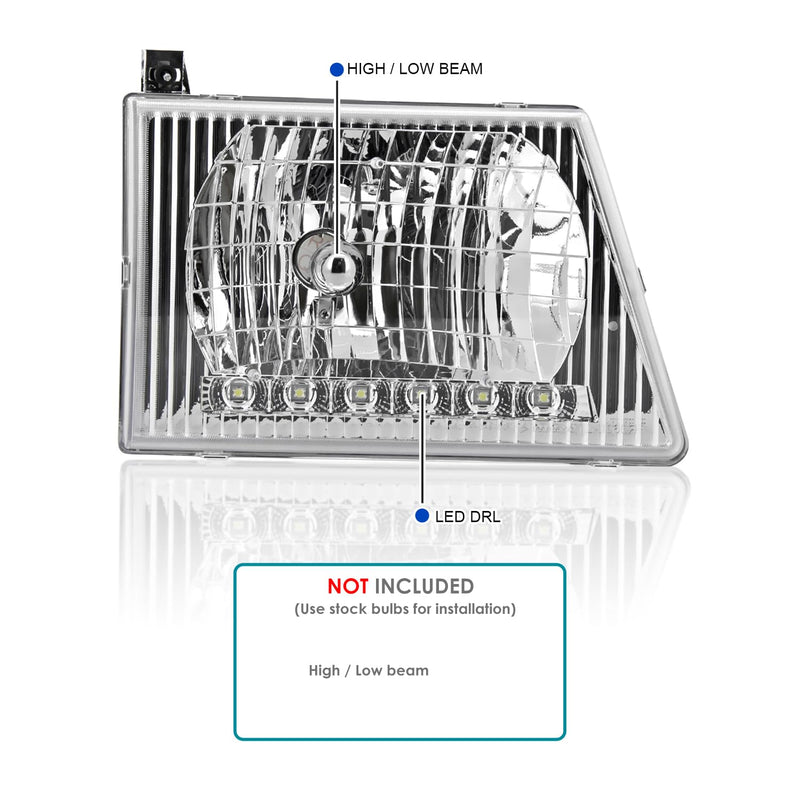 Econoline Van Head Light W/Corner Clear Comopatible with 1992-2006 Ford SPEC-D TUNING Left + Right Pair