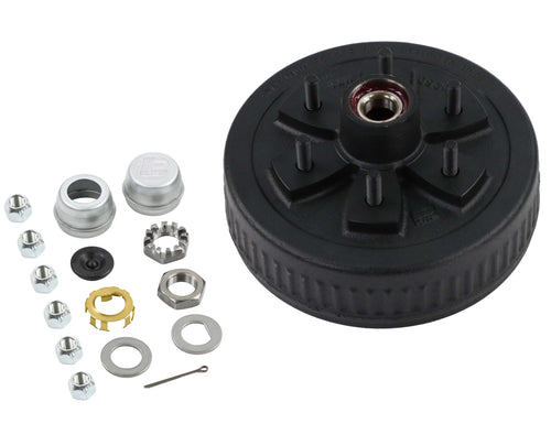 Hub & Drum Kit Dexter K08-250-1G for 3.5K Axle 6 on 5.5" Includes Pre-Greased Bearings, Seal, Cap, Lug Nuts