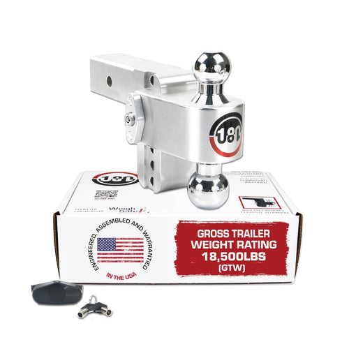 Weigh Safe Adjustable Hitch Ball Mount Trailer - 4" Adjustable Drop Hitch for 2.5" Receiver - Premium Heavy Duty Aluminum Trailer Tow Hitch w/Chrome Plated Tow Balls (2" & 2 5/16") - 18,500 GTW