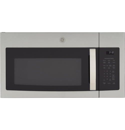 Over-the-Range GE Microwave Oven with Recirculating Venting, 1.8 Cu. FT, 900W, 12.8” Removable Turntable, 10 Power Levels, Stainless Steel