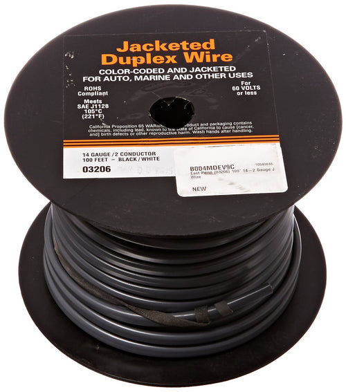 100' Deka East Penn (03206) 14-2 Gauge Jacketed Wire, Black