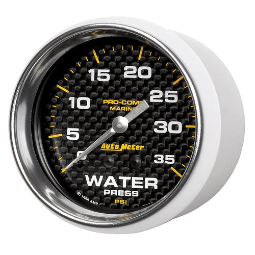 Water Press AutoMeter Gauge, 2 5/8", 35Psi, Mechanical, Marine Carbon Fiber (200773-40)