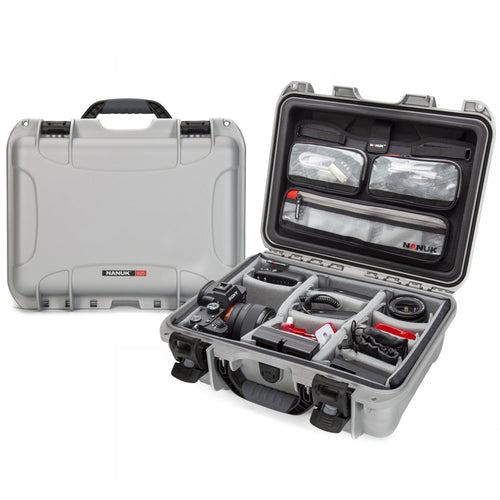 Pro Photo Kit NANUK 920 – Waterproof Travel Camera Hard Case with Padded Dividers & Lid Organizer, 16.7” x 13.4” x 6.8”, Dustproof & Impact-Resistant, Airline Carry-On Approved – Silver