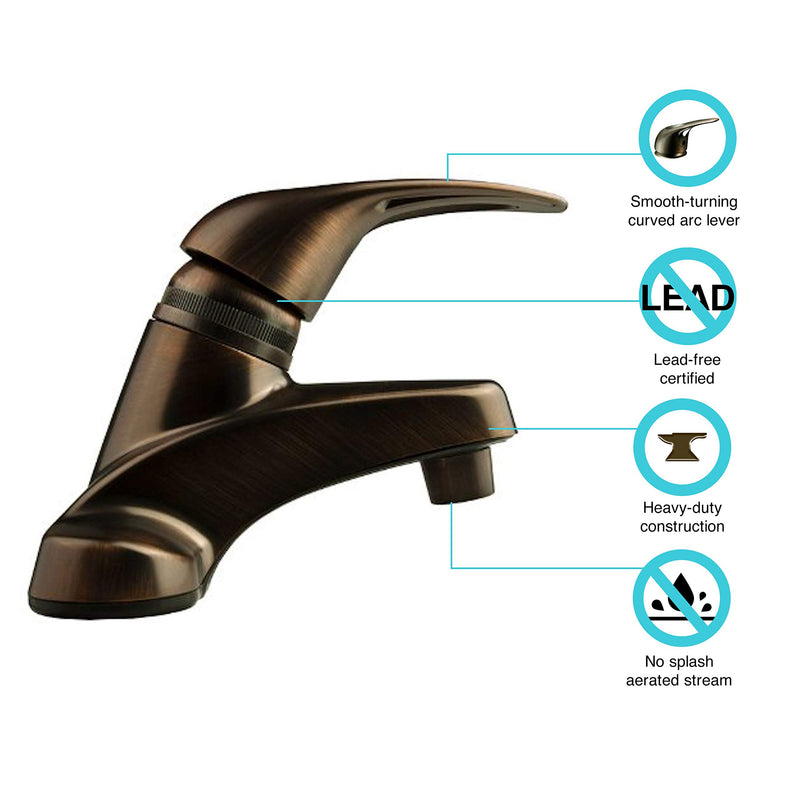 Dura Faucet RV DF-PL100-ORB Single Lever Bathroom Faucet (Oil-Rubbed Bronze Plating Over ABS Plastic)