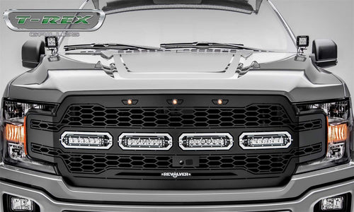 T-Rex Grilles Revolver Grille 2018-2020 F-150, Black, 1 Pc, Replacement with (4) 6 Inch LEDs, Fits Vehicles with Camera - PN #6515791