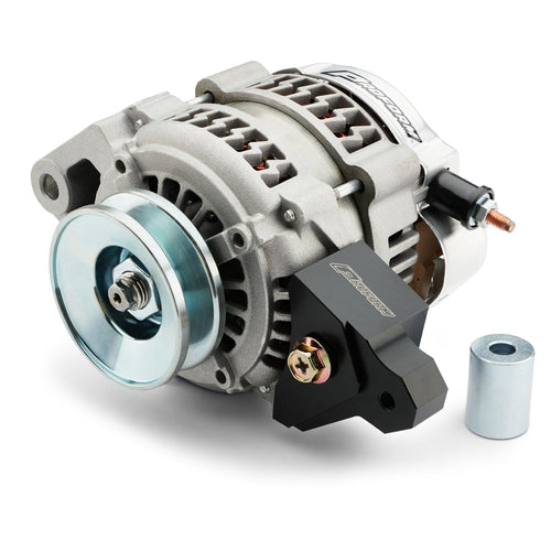 Lightning-Bolt PROFORM 66437 Alternator - Mini - 100 amps - 12V - 1-Wire - Single V-Belt Pulley - Aluminum Case - Natural - Universal - Each