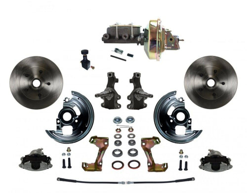 Power LEED BRAKES Front Disc Brake Conversion Kit 2" Drop Spindle With 9" Zinc Booster Cast Iron M/C Adjustable Proportioning Valve