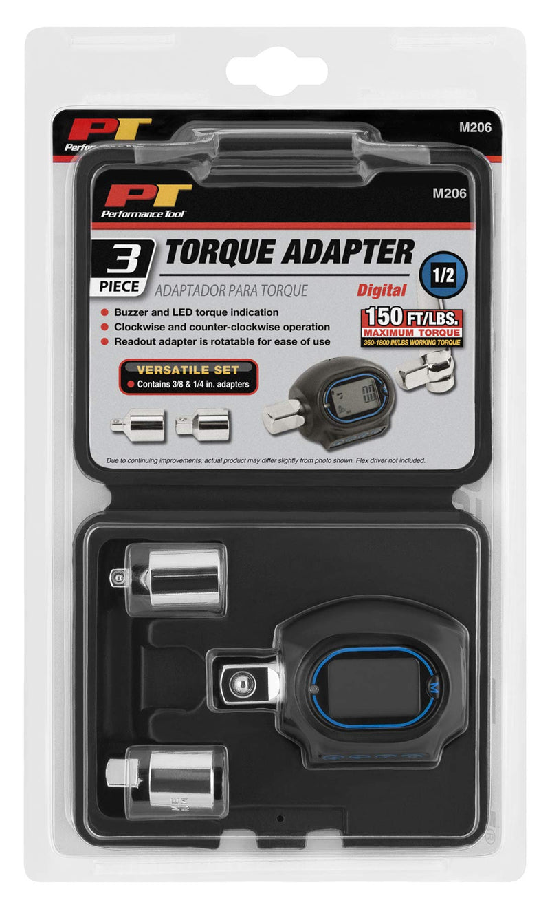 M206 Performance Tool Digital Torque Adapter (1/2'' Drive & includes adapters for 3/8'' and 1/4'')
