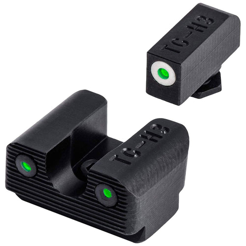 Tritium Pro Sight, Truglo Fits Glock 42/43, Large White Focus-Lock Ring on Front Sight & U-Notch Rear Sight, White Dots in Light & Green Dots at Night
