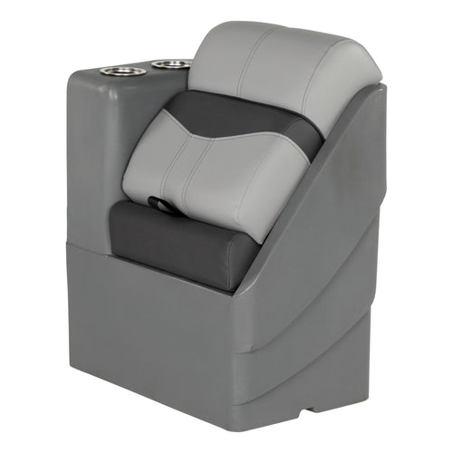 Lippert 17" Rockport Series Left Pontoon Chaise, Measures 17" L x 32.5" W x 26" H, Marine-Grade Vinyl, High-Density Foam, Easy Installation, Fits Most Pontoons, River Rock – 20221094034