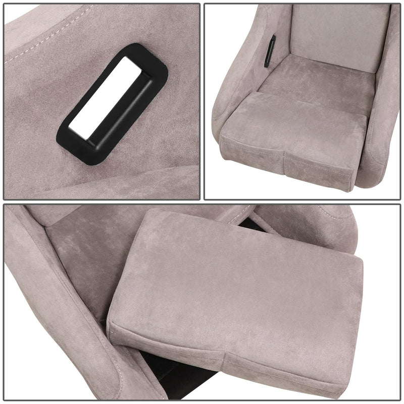 NRG Innovations FRP Bucket Seat NRG-FRP-303GY-ULTRA Edition Alcantara Material with Grey Pealized Back Plus Phone Pockets. (Medium)