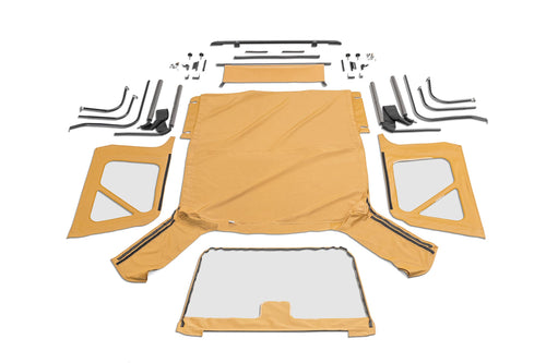 Complete Soft Top RAMPAGE PRODUCTS for Jeep Wrangler TJ | Tinted Windows, Includes Frame & Hardware, Vinyl, Spice Denim | 68517 | Fits 1997-2006 Jeep Wrangler TJ with Soft Upper Doors