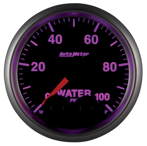 Gauge, AutoMeter 5668-05702-NS, Waterp, 2 1/16", 100Psi, Stepper Motor W/Peak & Warn, Elite, W/O Sensor
