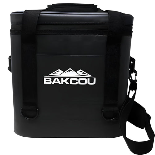 Soft-Sided Bakcou Insulated Cooler Bag - Lightweight, Leakproof, and Durable. 12-Can Capacity, Ideal for Drinks, Snacks, or Picnics. Keep Your Drinks Cold Measures - 12 1/2" Tall x 12 1/2" Wide.