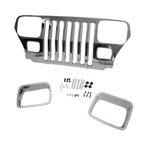 12033.06 | Omix-Ada | Chrome Grille Overlay, OE Reference: 82200727 | Fits 1987-1995 Jeep Wrangler YJ