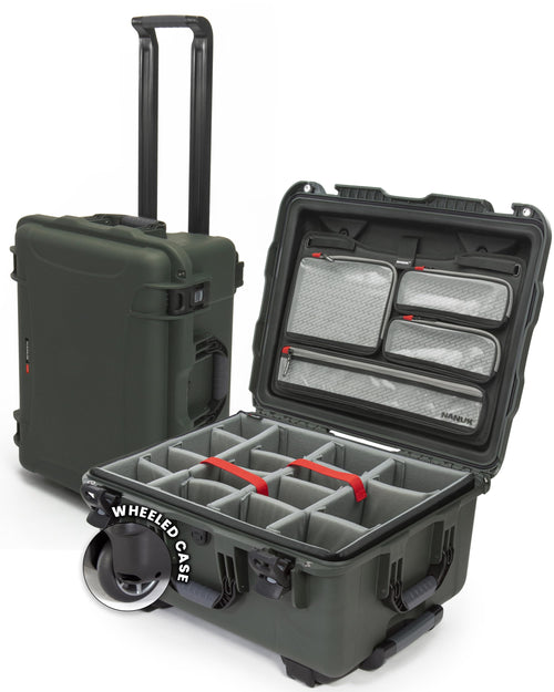 Pro Photo Kit NANUK 950 – Waterproof Travel Camera Hard Case with Padded Dividers and Wheels, 22.8” x 18.3” x 11.7”, Dustproof and Impact-Resistant, Ideal for Heavy Loads – Olive