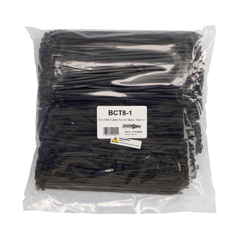 BCT8 Install Bay 8-Inches Cable Tie 40 Pound - 100 Pack (Black)