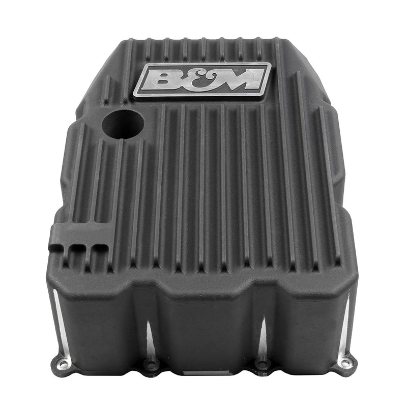 Hi-Tek B&M 70393 Deep Transmission Oil Pan - Black anodized Finish - Each