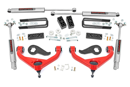 3" Rough Country Lift Kit with N3 Shocks for Chevy Silverado & GMC Sierra 3500HD (2020-2025) Dually - Red Control Arms