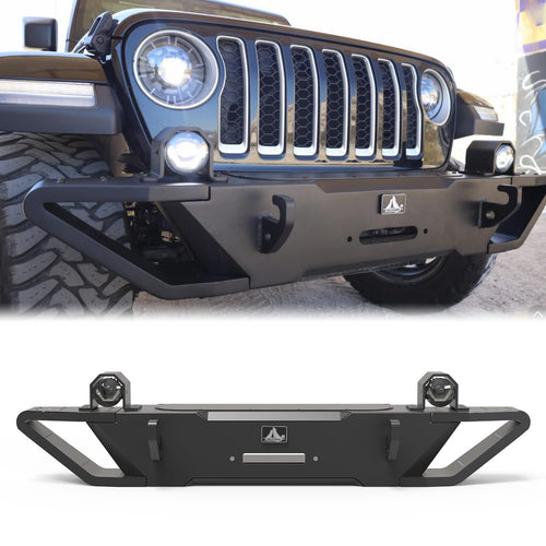 WOLFSTORM Front Bumper Fit for 2018-2026 Jeep Wrangler JL/JLU with LED Fog Light Design Include, 2019-2026 Jeep Gladiator JT Pickup Replacement Accessories