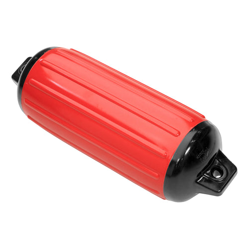 Taylor Made Inflatable Super Gard Vinyl Boat Fender 5.5" x 20", Double-Molded Ends, Fits 5/8" Lines, for Boats 15-35', Ribbed Design, Rubber Football Needle Inflation, Ruby Red - 2020108272