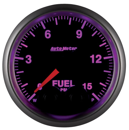 Gauge, AutoMeter 5667-05702-A, Fuelp, 2 1/16", 15Psi, Stepper Motor W/Peak & Warn, Elite, 4An Sensor