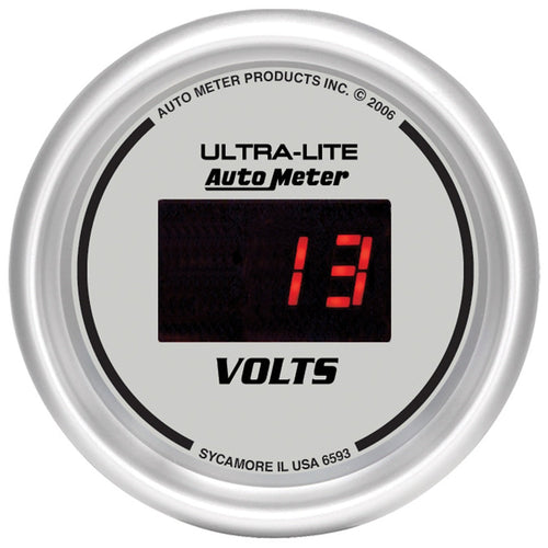2-1/16" Auto Meter 6593 Digital Silver 8-18 Volts Voltmeter Gauge
