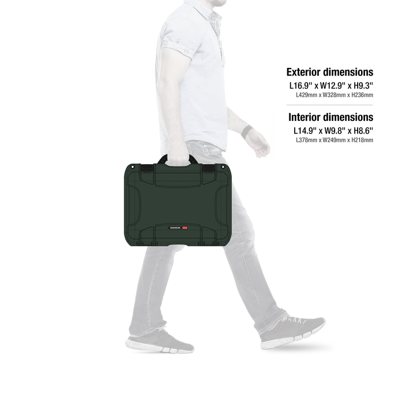 Medium Nanuk Waterproof Hard Case with Foam Insert 16.9" x 12.9" x 9.3" - Olive