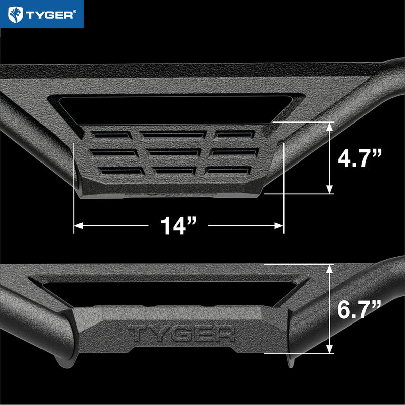 Running Board Tyger Auto Lander Compatible with 2019-2026 Ford Ranger | Supercrew Cab | TG-LD2F60358 | Drop Step Side Step Rail Nerf Bars