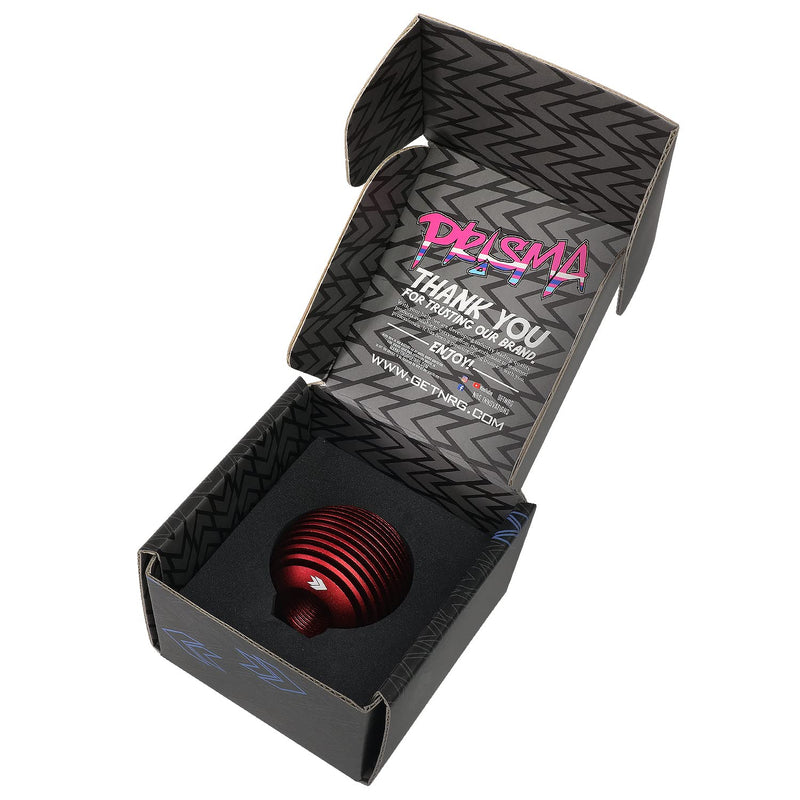 NRG Innovations Universal Aluminum SK-703RD Shift Knob with Thread Adapters, Heat Sink Style Round Ball Shape, Red
