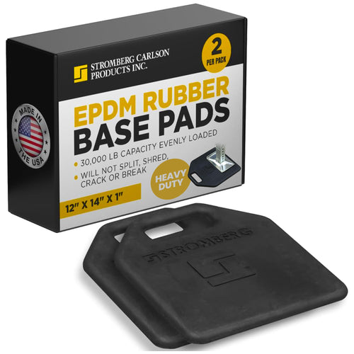 Stromberg Carlson Base Pads RV – JBP-1214.1 Heavy Duty Trailer Base, Leveling Stabilizer Pad for Campers, Landing Gear, EPDM Pads, RVs and Travel Trailers – 12" x 14" x 1", Pack of 2