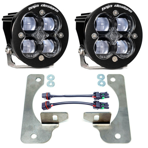Baja Designs Fog Pocket Squadron-R SAE LED Light Kit fits Jeep Gladiator 2020-22; Wrangler JL 2018-22 OEM Rubicon Bumper (Wide Cornering; Clear)
