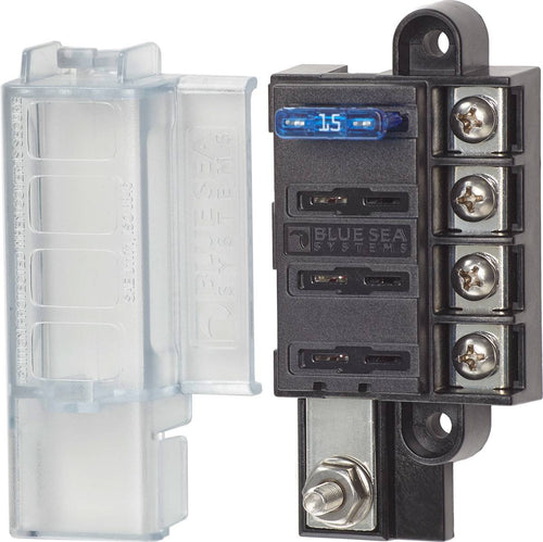 Blue Sea Systems 5045 Compact ST Blade Fuse Block with Cover, 4-Circuit 100 Amps